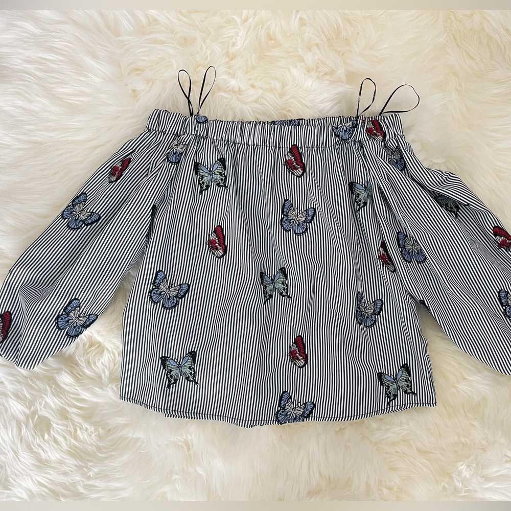 Zara off shoulder blouse butterfly top XS